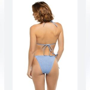 Hunza G Gina seersucker bikini bottoms in metallic denim